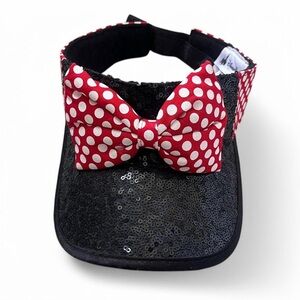 Polka Dot Bow Black Sequin Visor